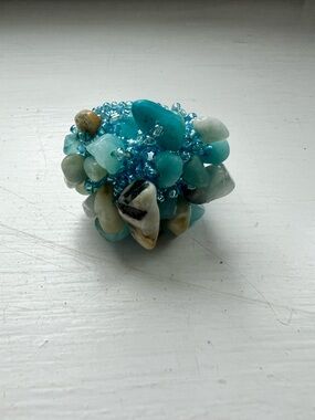 Handmade Beaded Turquoise Cluster Ring